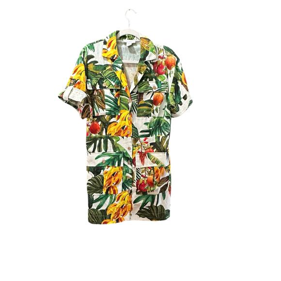 House of Harlow 1960 Women's Linen Blend Tropical Print Dress Size Small Revolve - Picture 3 of 9